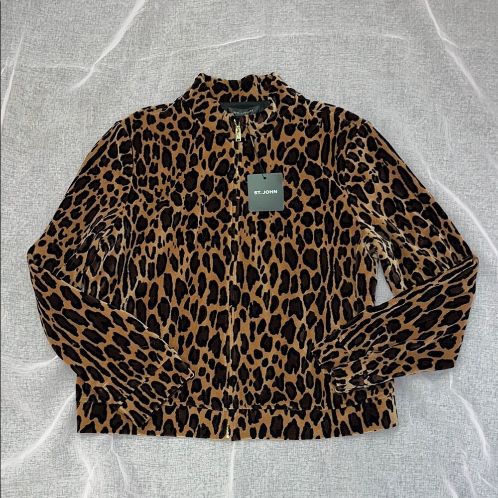 St. John Leopard Print Jacket - Brown
